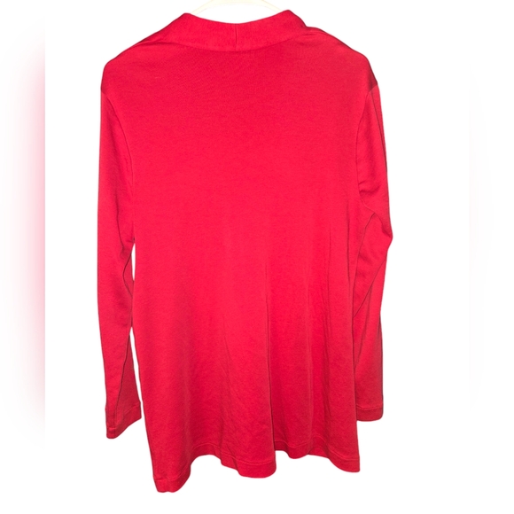 Chico's Red V-neckline Longsleeve Top, Size 1 (us medium), pima cotton - Picture 2 of 9